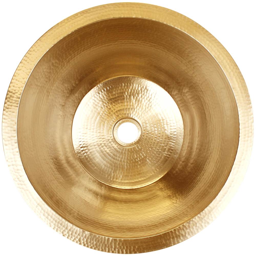 Linkasink - Hammered Large Round Flat Bottom Bar/Utility with 2'' drain opening - Satin Unlacquered Brass