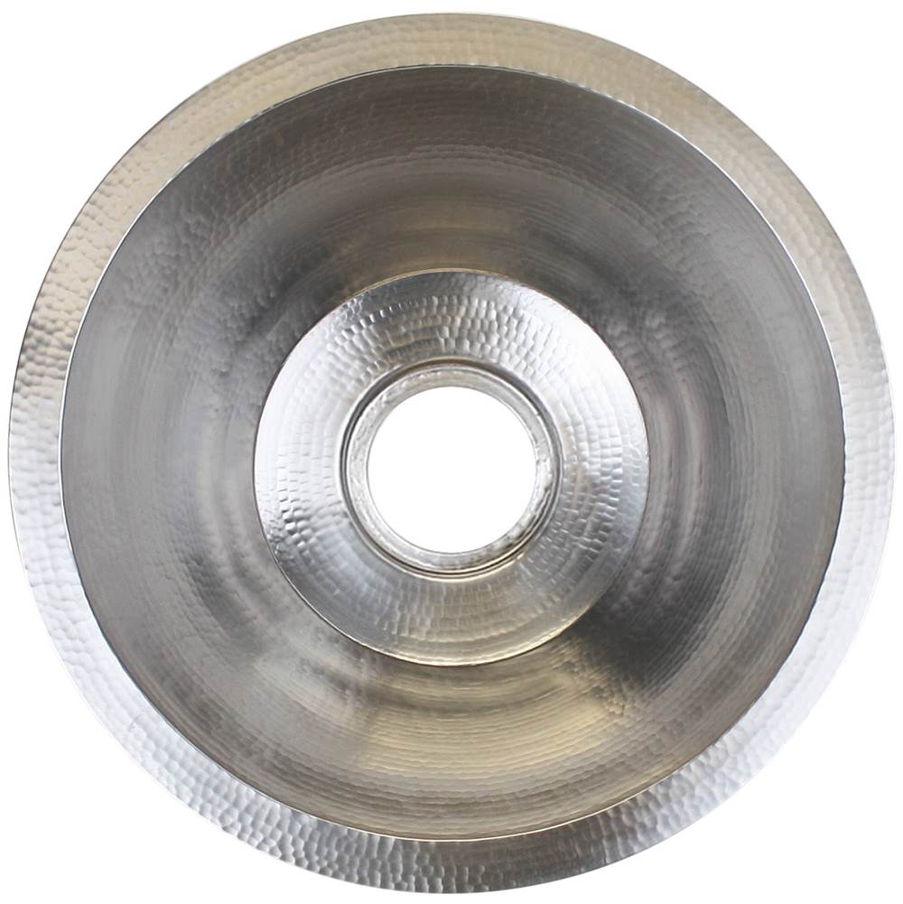Linkasink - Hammered Large Round Flat Bottom Bar/Utility with 3.5'' drain opening - Satin Nickel