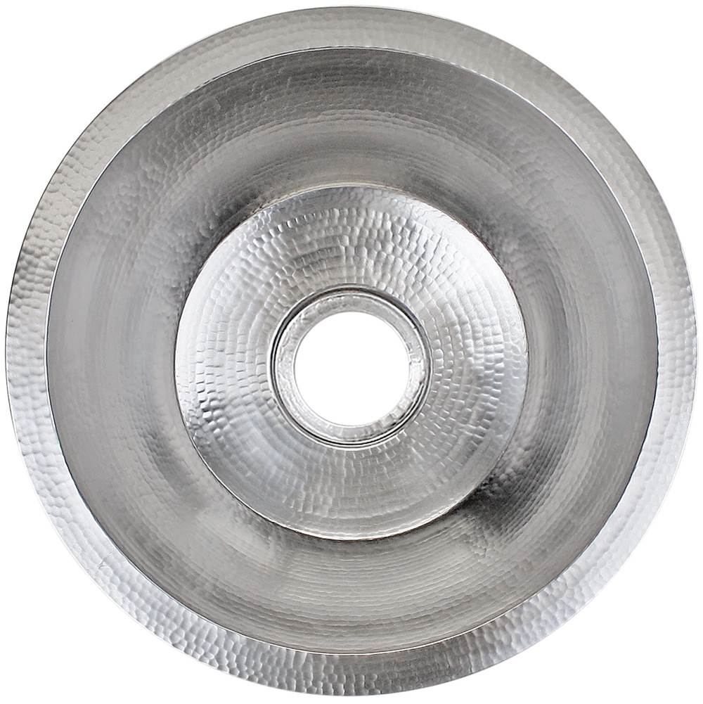 Linkasink - Hammered Large Round Flat Bottom Bar/Utility with 3.5'' drain opening - Satin Stainless Steel