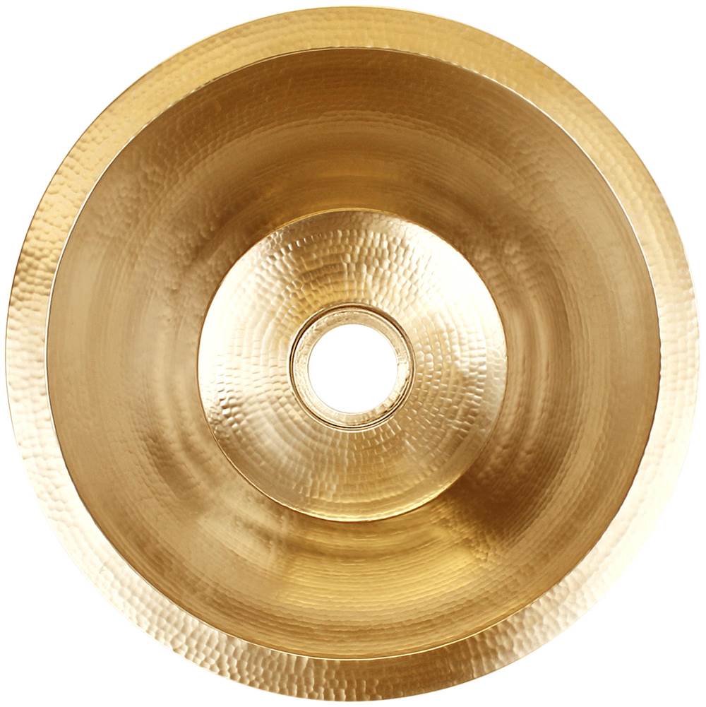 Linkasink - Hammered Large Round Flat Bottom Bar/Utility with 3.5'' drain opening - Satin Unlacquered Brass