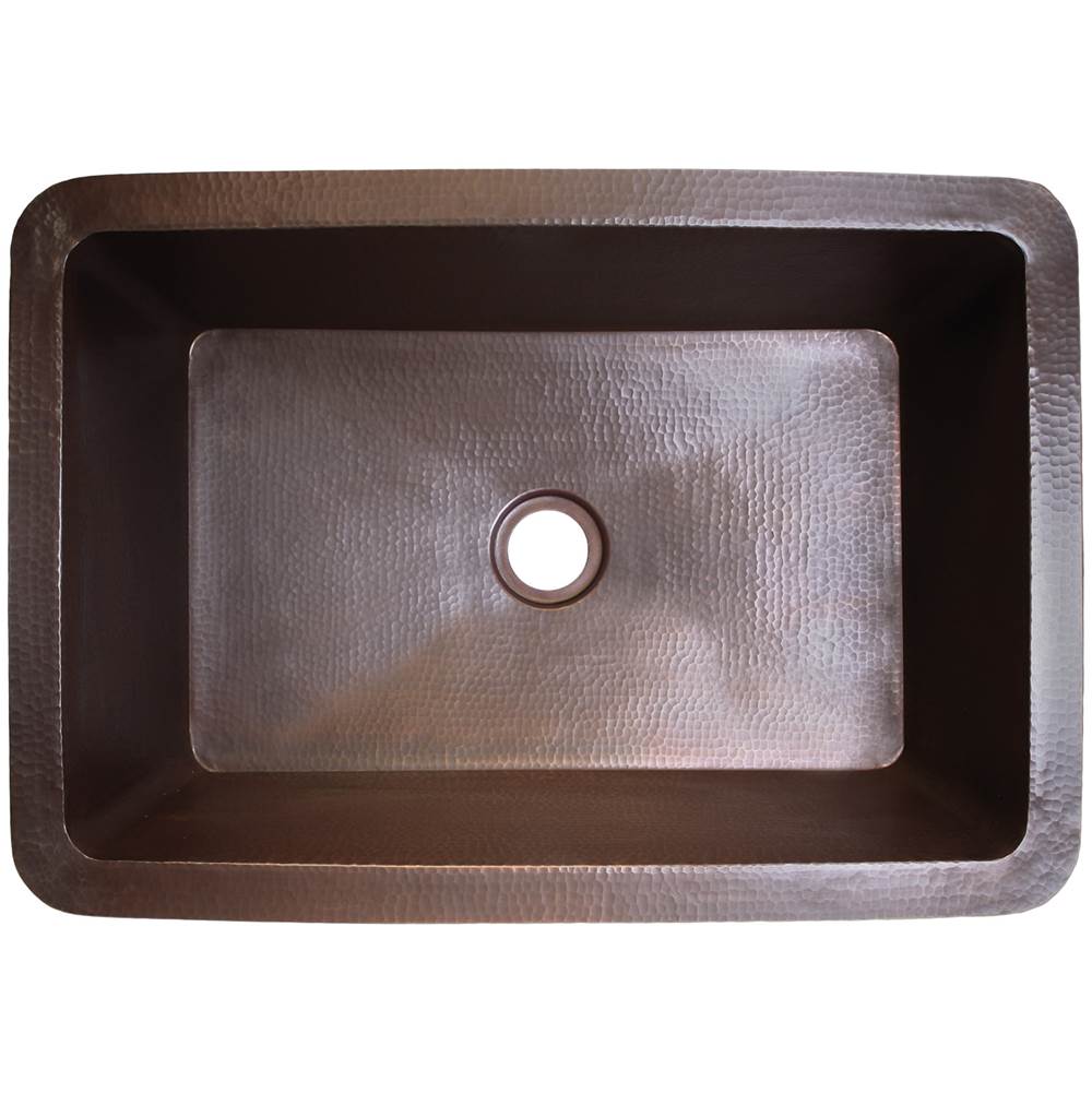 Linkasink - Hammered Rectangular Box Sink with 2'' drain opening - Dark Bronze