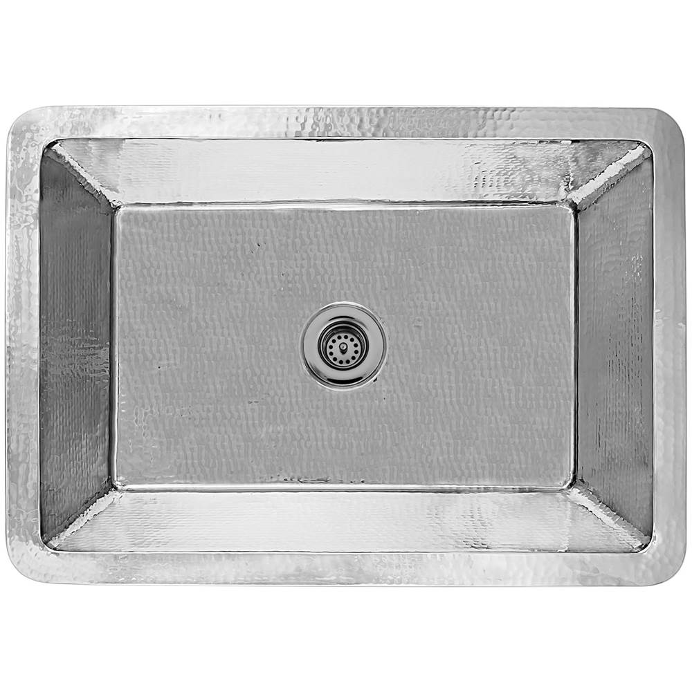 Linkasink - Hammered Rectangular Box Sink with 2'' drain opening - Polished Stainless Steel