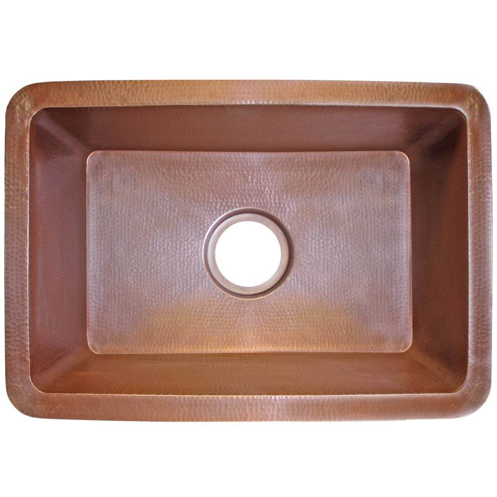 Linkasink - Hammered Rectangular Box Sink with 3.5'' drain opening - Weathered Copper