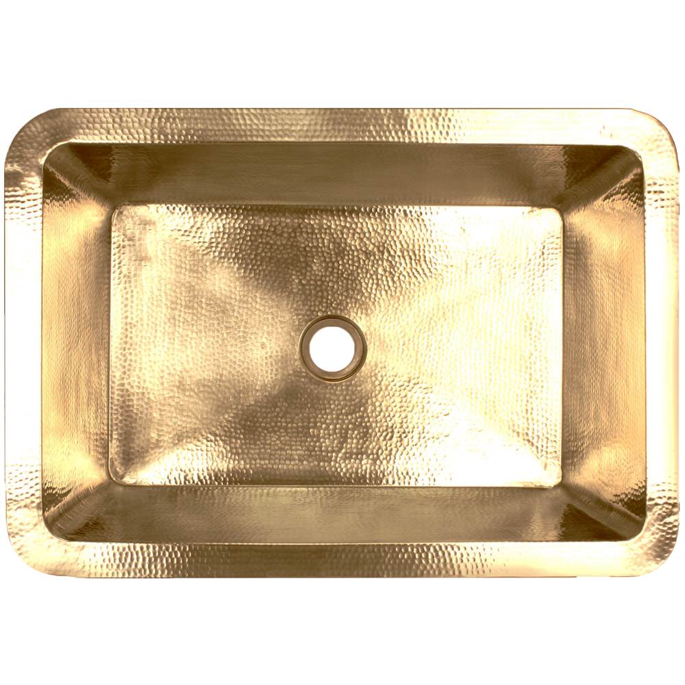 Linkasink - Hammered Rectangular Box Sink - Polished Unlacquered Brass