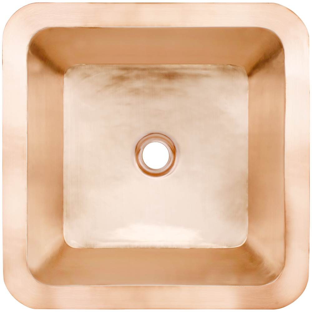 Linkasink - Smooth Small Square 1.5'' drain opening - Satin Unlacquered Rose Gold,Copper