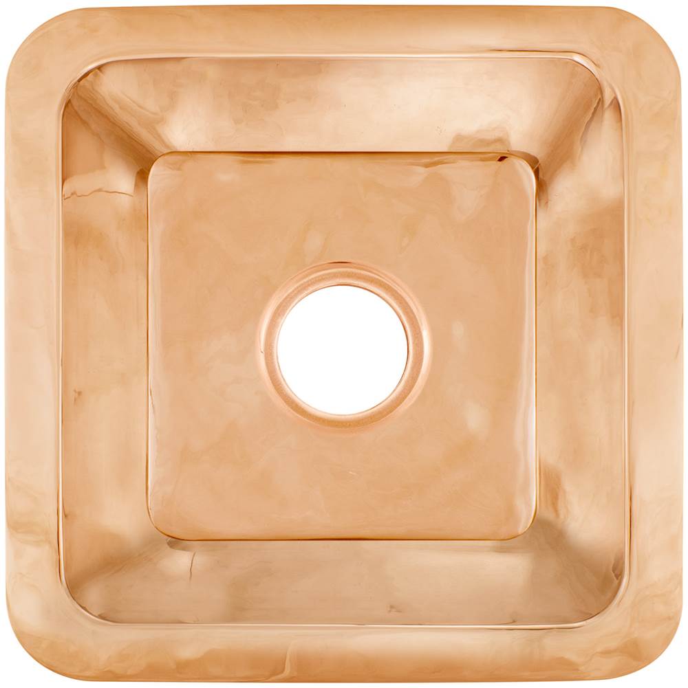 Linkasink - Smooth Small Square 3.5'' drain opening - Polished Unlacquered Rose Gold,Copper