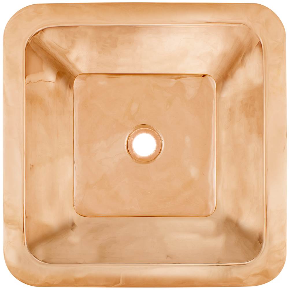 Linkasink - Smooth Large Square 2'' drain opening - Polished Unlacquered Rose Gold,Copper
