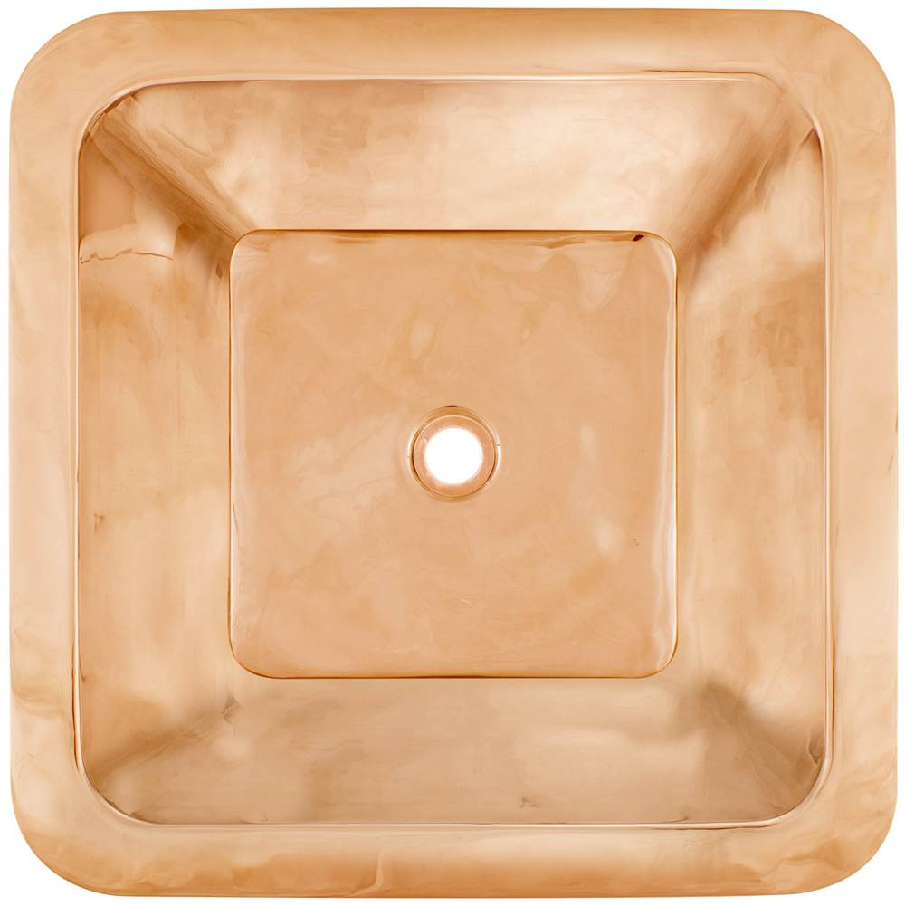 Linkasink - Smooth Large Square 1.5'' drain opening - Polished Unlacquered Rose Gold,Copper
