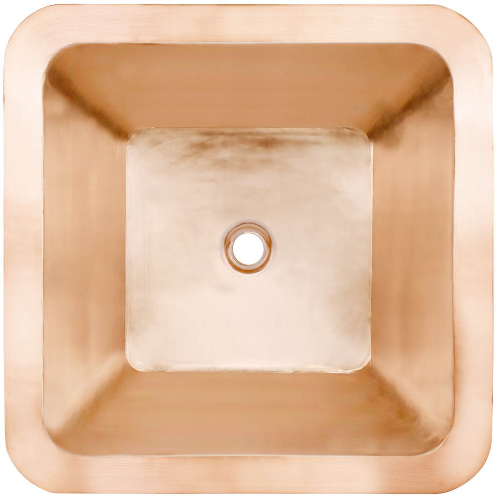 Linkasink - Smooth Large Square 1.5'' drain opening - Satin Unlacquered Rose Gold,Copper