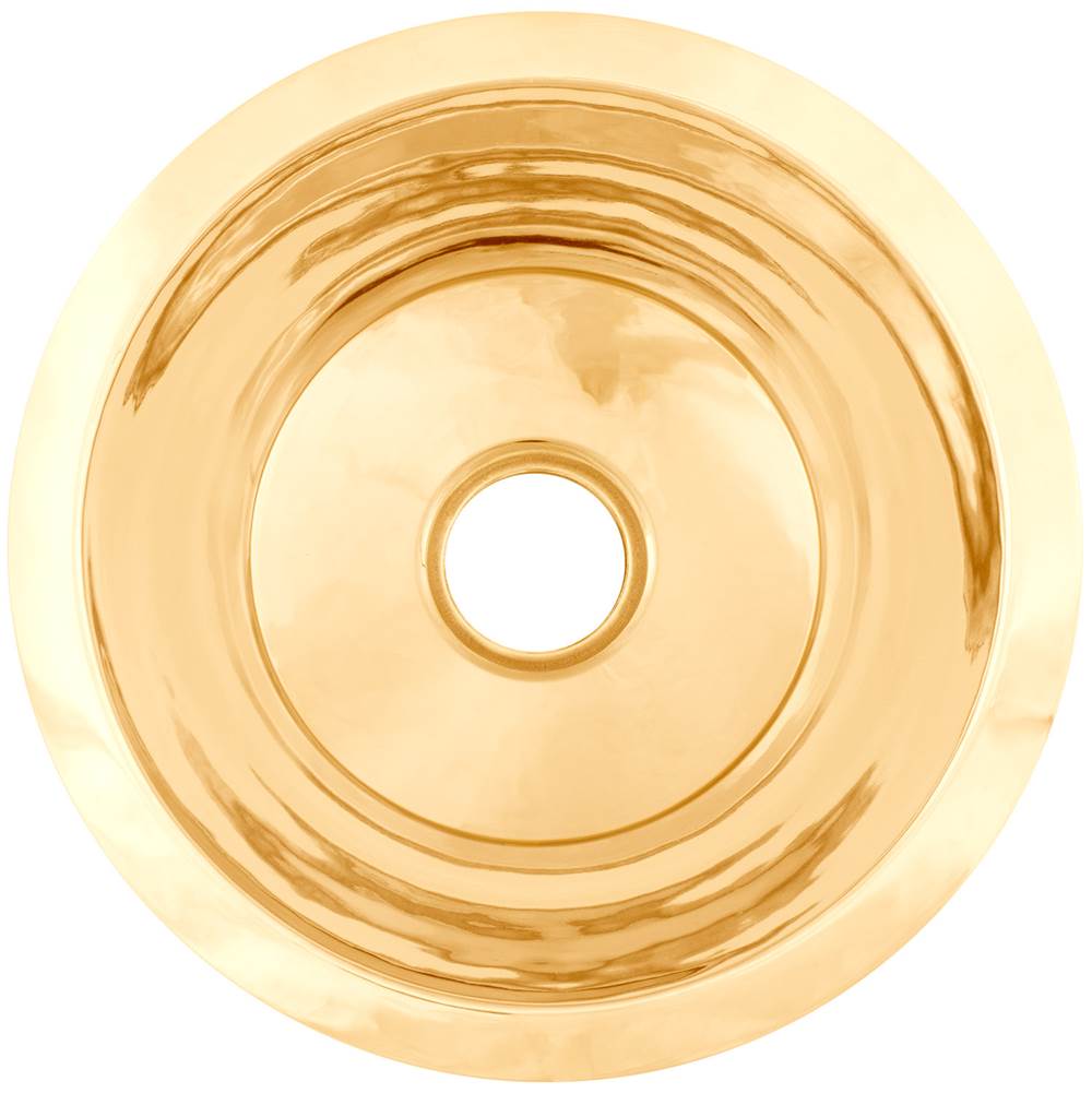 Linkasink - Smooth Small Round Flat Bottom Bar/Utility, 3.5'' drain opening - Polished Unlacquered Brass