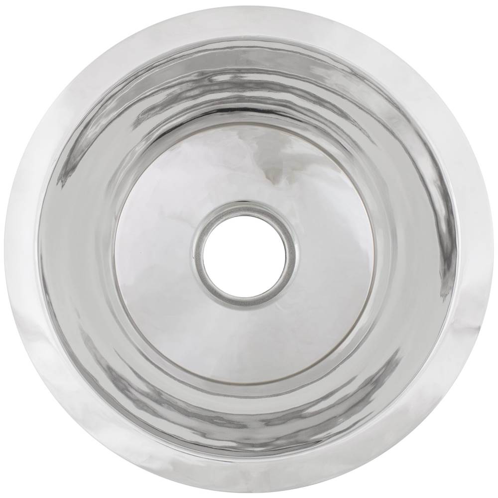 Linkasink - Smooth Small Round Flat Bottom Bar/Utility, 3.5'' drain opening - Polished Stainless Steel