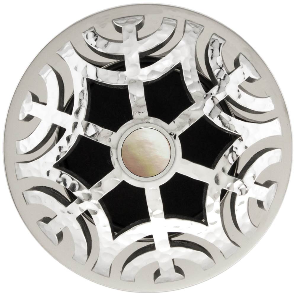 Linkasink - Maze Grid with Mother of Pearl Screw - Polished Hammered Stainless Steel