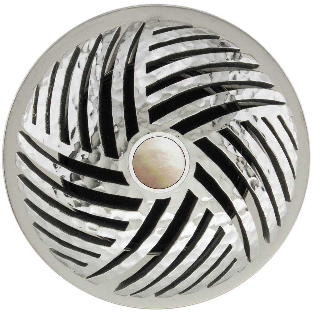 Linkasink - Herringbone Grid with Mother of Pearl Screw - Polished Hammered Stainless Steel