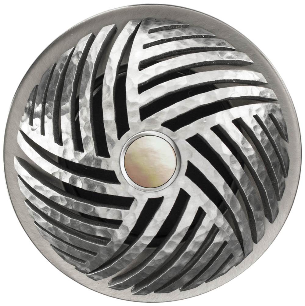 Linkasink - Herringbone Grid with Mother of Pearl Screw - Satin Hammered Stainless Steel