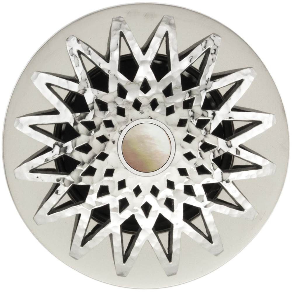 Linkasink - Star Grid with Mother of Pearl Screw - Polished Hammered Stainless Steel