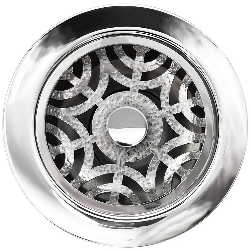 Linkasink - Maze Disposal Flange with Decorative Basket Strainer Stopper - Polished Hammered Finish