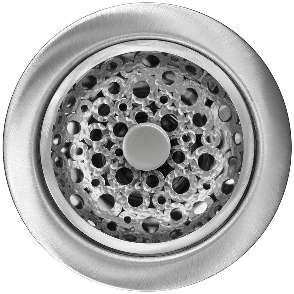 Linkasink - Loop Disposal Flange with Decorative Basket Strainer Stopper - Satin Hammered Finish