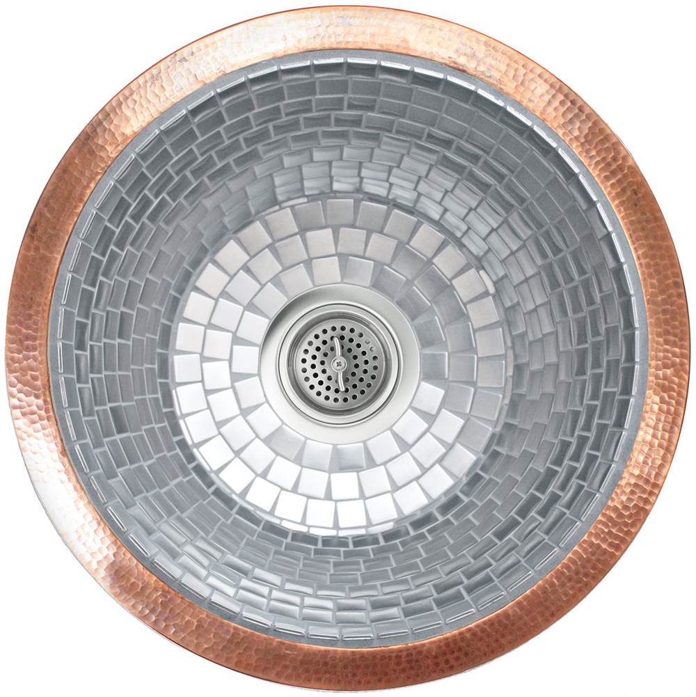 Linkasink - Unfinished Copper Rim with Stainless Steel Mosaic Tile Interior - Unfinished Rim