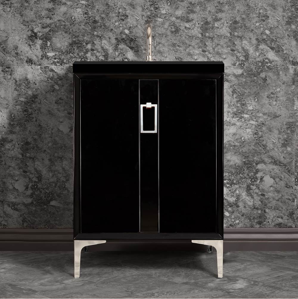 Linkasink - Tuxedo 24'' Wide Black Vanity with Polished Nickel Coach Pull and Hardware, 24'' x 22'' x 33.5'' (without vanity top) - Black with Polished Nickel Hardware
