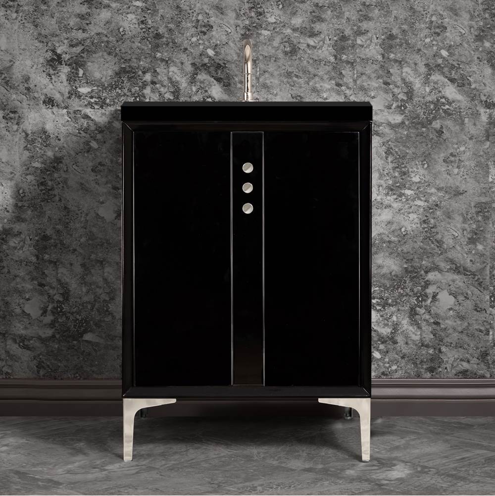 Linkasink - Tuxedo 24'' Wide Black Vanity with Polished Nickel Buttons and Hardware, 24'' x 22'' x 33.5'' (without vanity top) - Black with Polished Nickel Hardware