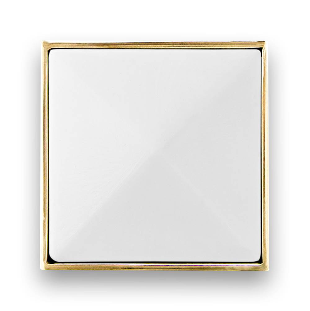 DIVERGENCE with Artisan Glass Hardware 36'' Wide Vanity, White, Polished Brass Hardware, 36'' x 22'' x 33.5'' (without vanity top)