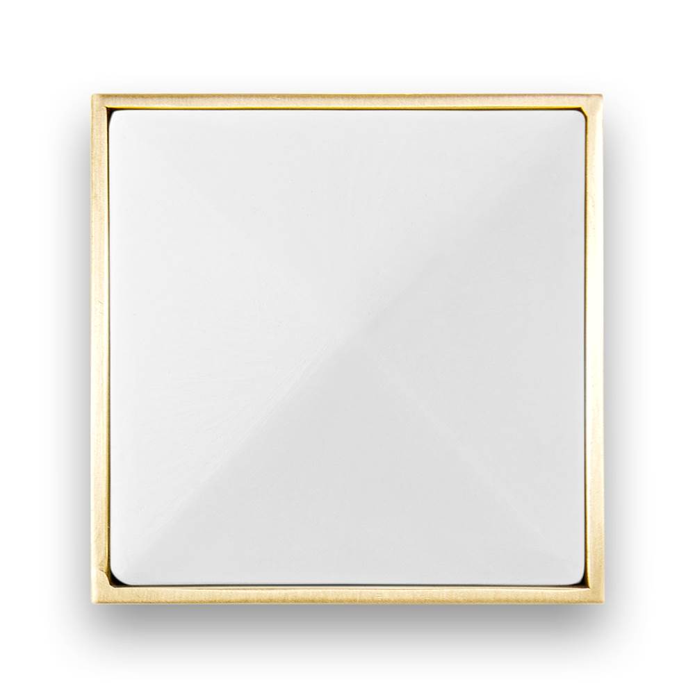 Divergence with 3'' Artisan Glass Prism, 24'' Wide Vanity, White, Polished Brass Hardware with White Glass, 24'' x 22'' x 33.5'' (without vanity top)