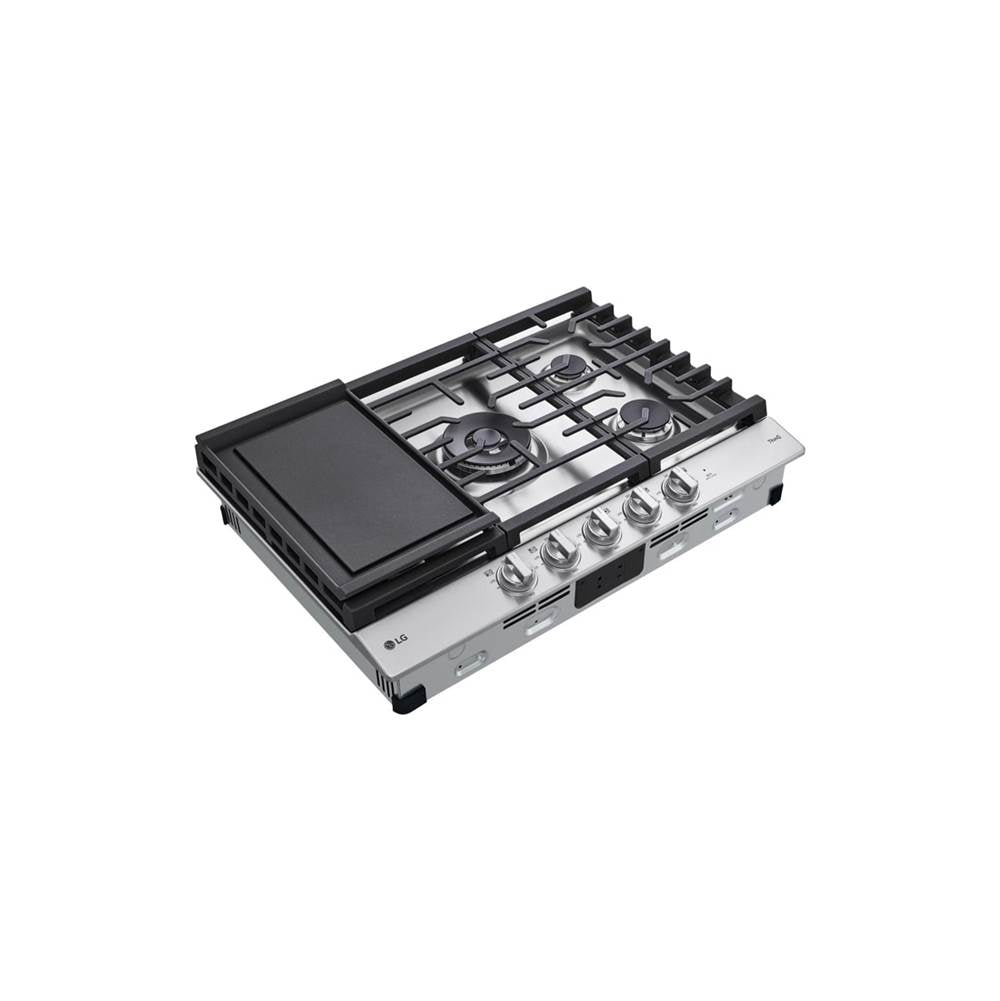 30'' Smart Gas Cooktop 22K BTU, EasyClean Cooktop, Backlit Weighted Knobs, ThinQ App, Stainless Steel