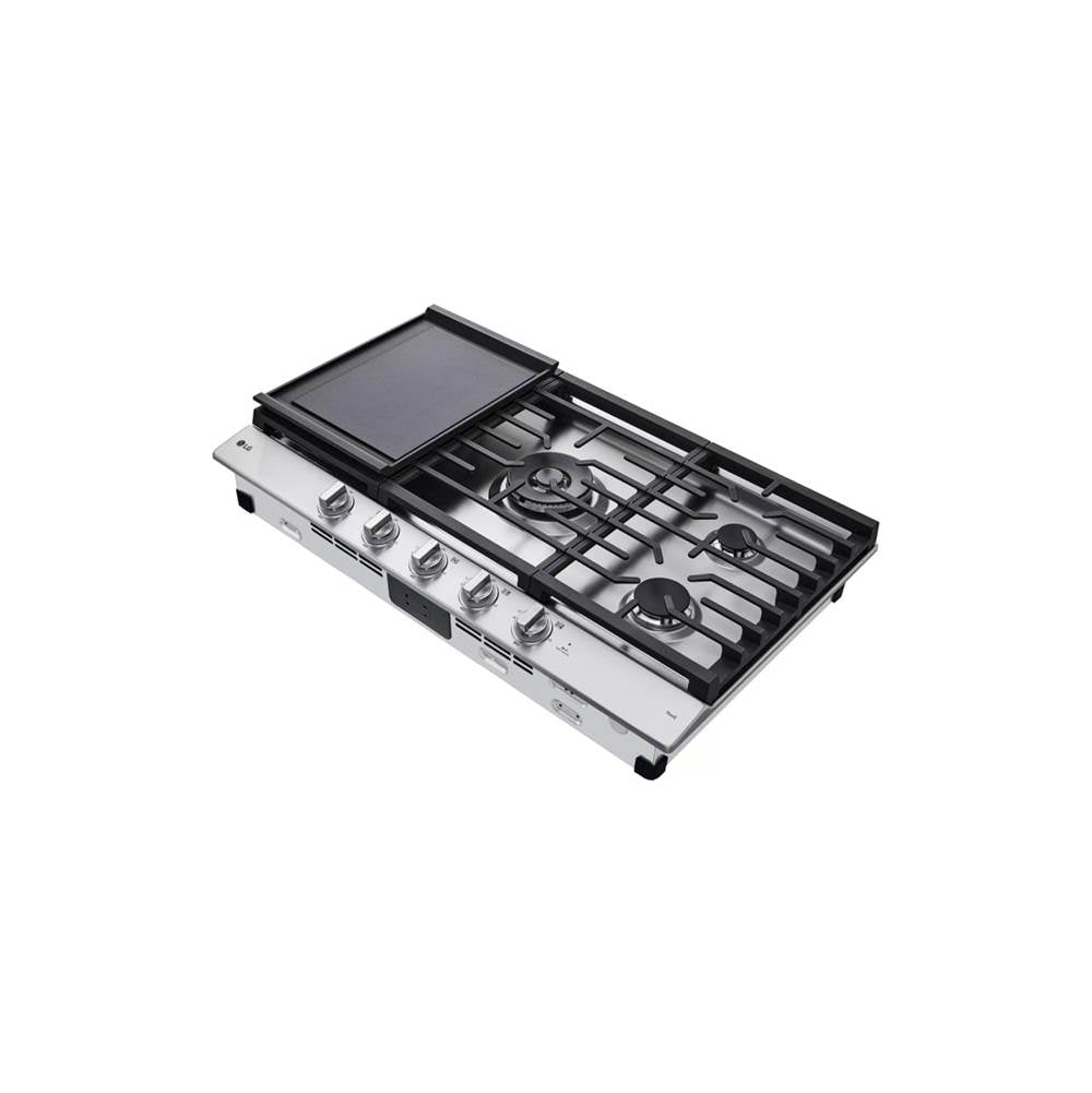 36'' Smart Gas Cooktop 22K BTU, EasyClean Cooktop, Backlit Weighted Knobs, ThinQ App, Stainless Steel