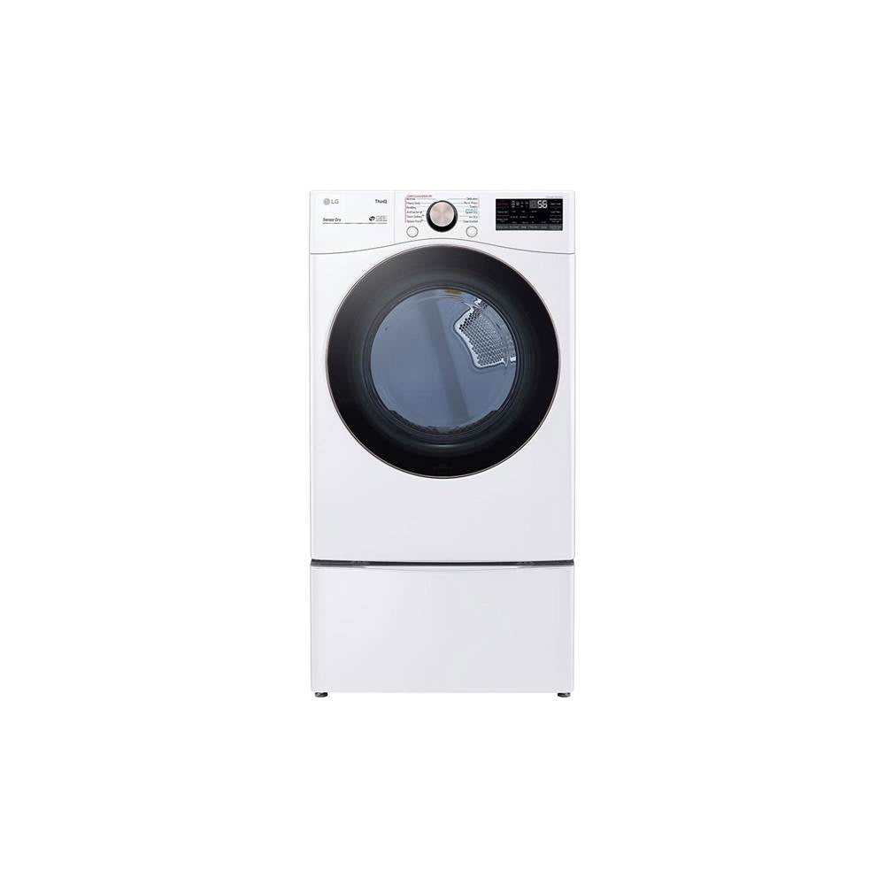 LG Appliances - 7.4 cu.ft. Ultra Large Capacity Electric Dryer with Sensor Dry, TurboSteam Technology and Wi-Fi Connectivity, White - White