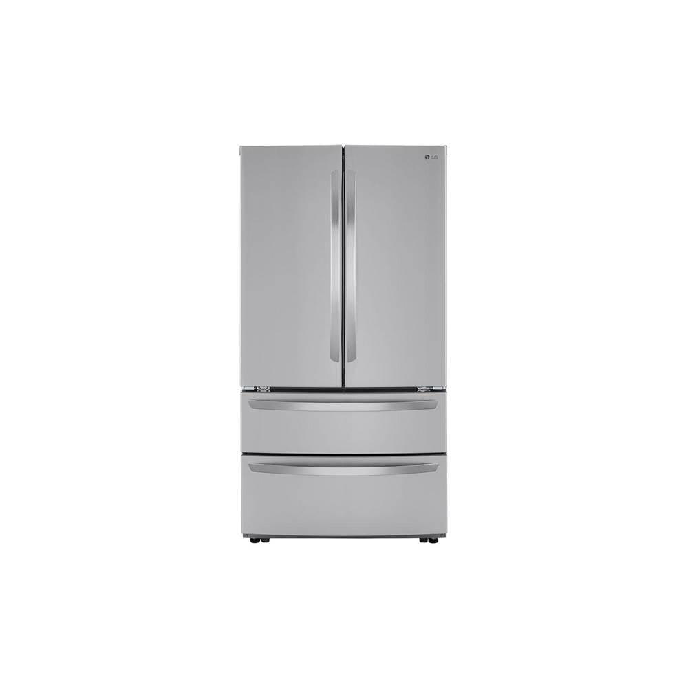 LG Appliances - 23 cu.ft. 4-Door French Door, Counter Depth, Double Freezer, Internal Water, PrintProof Stainless Steel - Stainless Steel