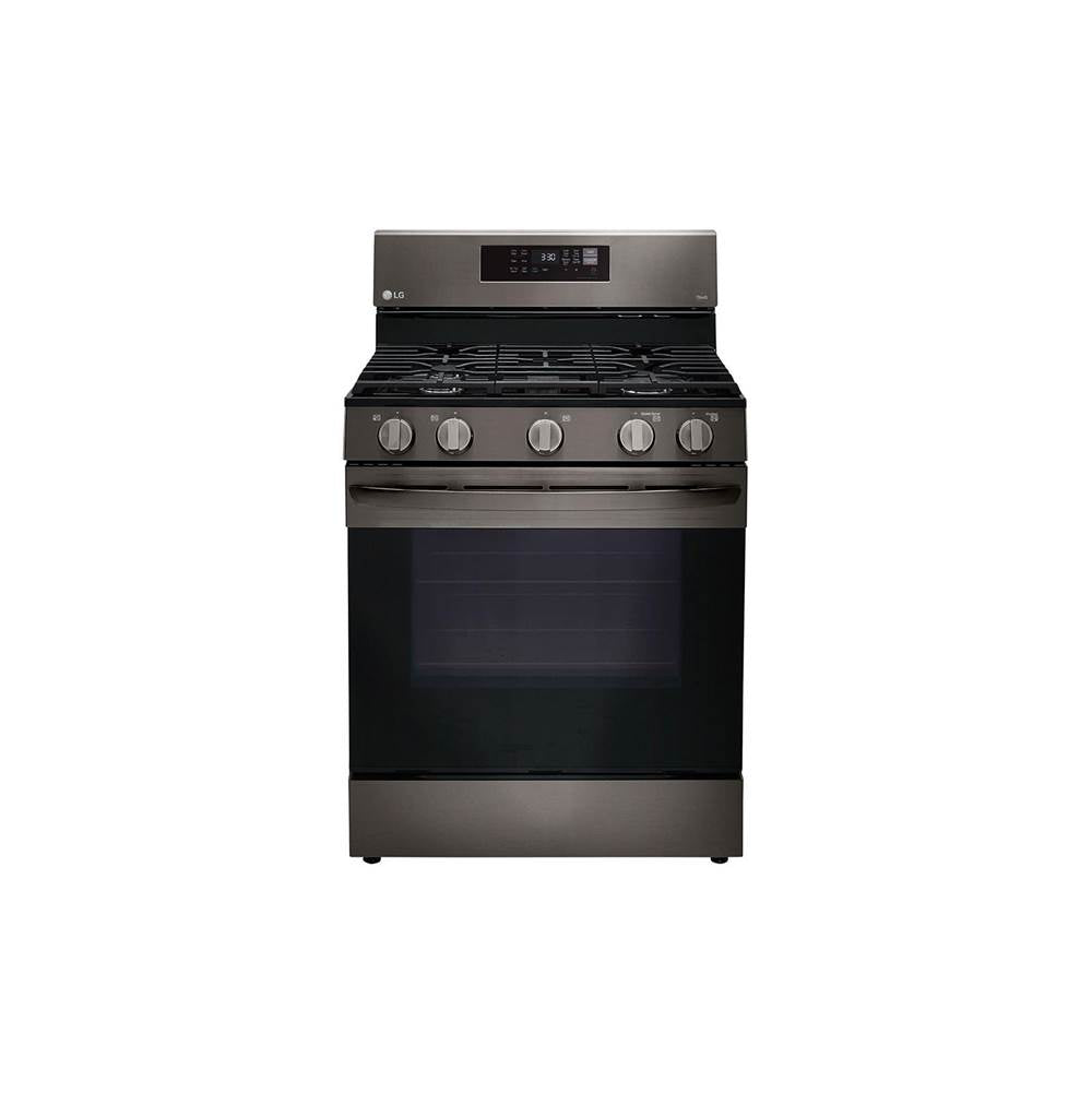 LG Appliances - 5.8 cu ft. Smart Wi-Fi Enabled Fan Convection Gas Range with Air Fry and EasyClean - Black Stainless Steel