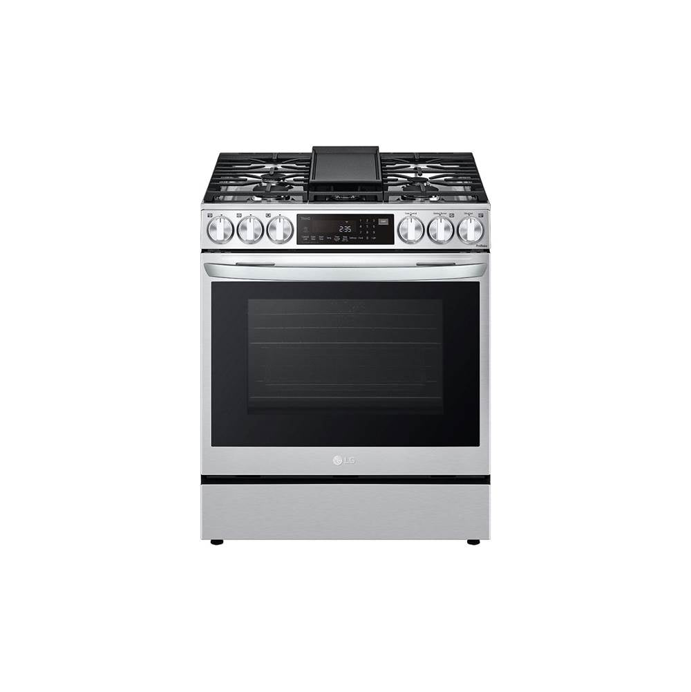 LG Appliances - 6.3 cu.ft. Gas Single Oven Slide-in Range, Instaview, Air Fry, ProBake Convection, EasyClean plus Self Clean, ThinQ, Printproof Stainless Steel - Stainless Steel