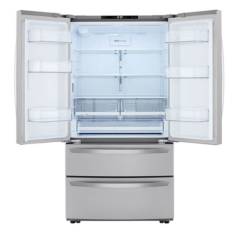 23 cu.ft. 4-Door French Door, Counter Depth, Double Freezer, Internal Water, PrintProof Stainless Steel