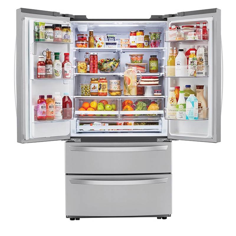 22 cu.ft. 4 Door French Door, Counter Depth, Double Freezer, Print Proof Stainless Steel