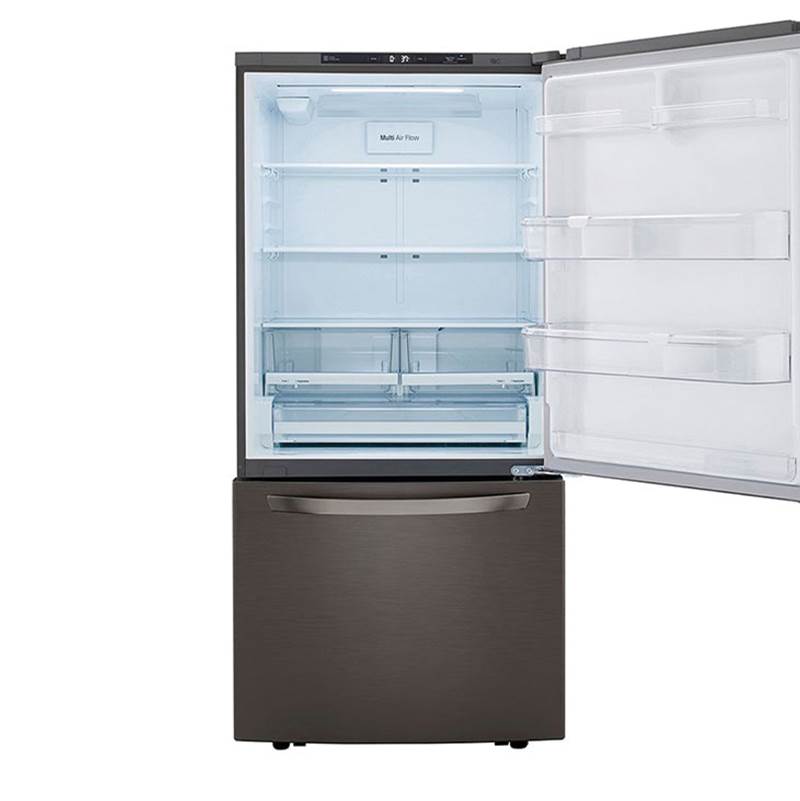 26 cu.ft. 2 Door Bottom-Mount Refrigerator, 33'' Width, Freezer Pull Drawer, Door Cooling, Black Stainless Steel