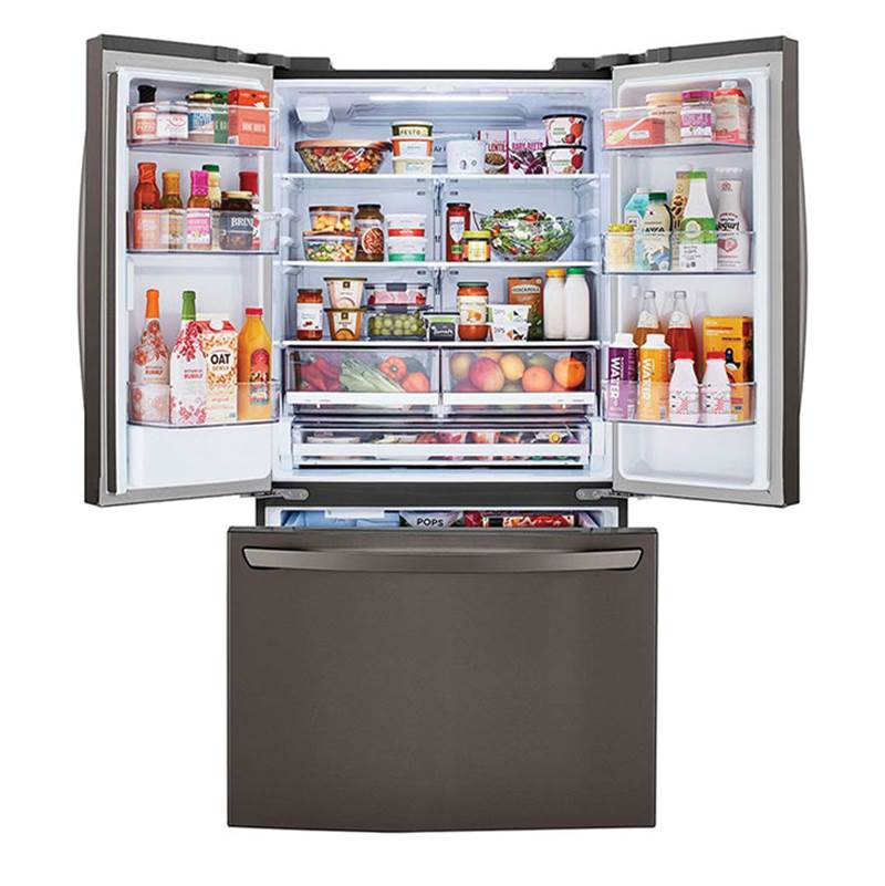 29 cu.ft. 3 Door Refrigerator, Water Only Dispenser, Black Stainless Steel