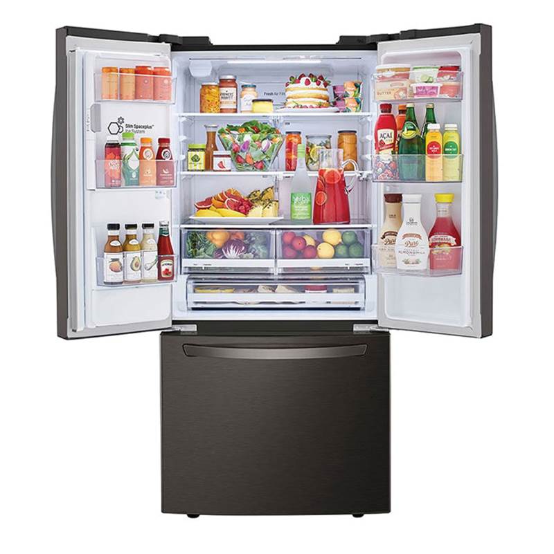 ADA Compliant, 25 cu.ft. 3-Door French Door, 33'' Standard Depth, Ice and Water Dispenser, Slim Door Ice, PrintProof Black Stainless Steel