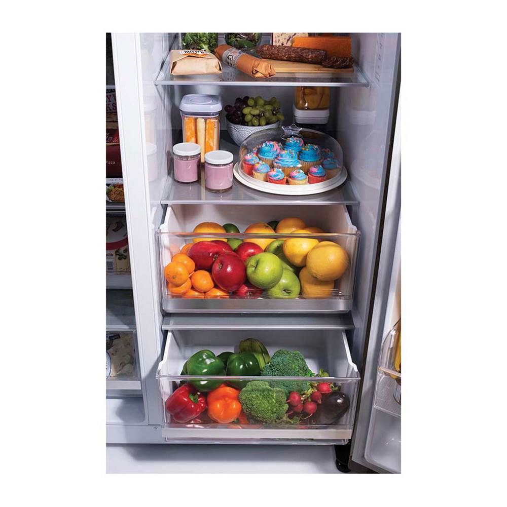 Side By Side Refrigerator, 27 cu-ft, InstaView Only, Dual Ice Maker with Craft Ice, PrintProof Black Stainless Steel