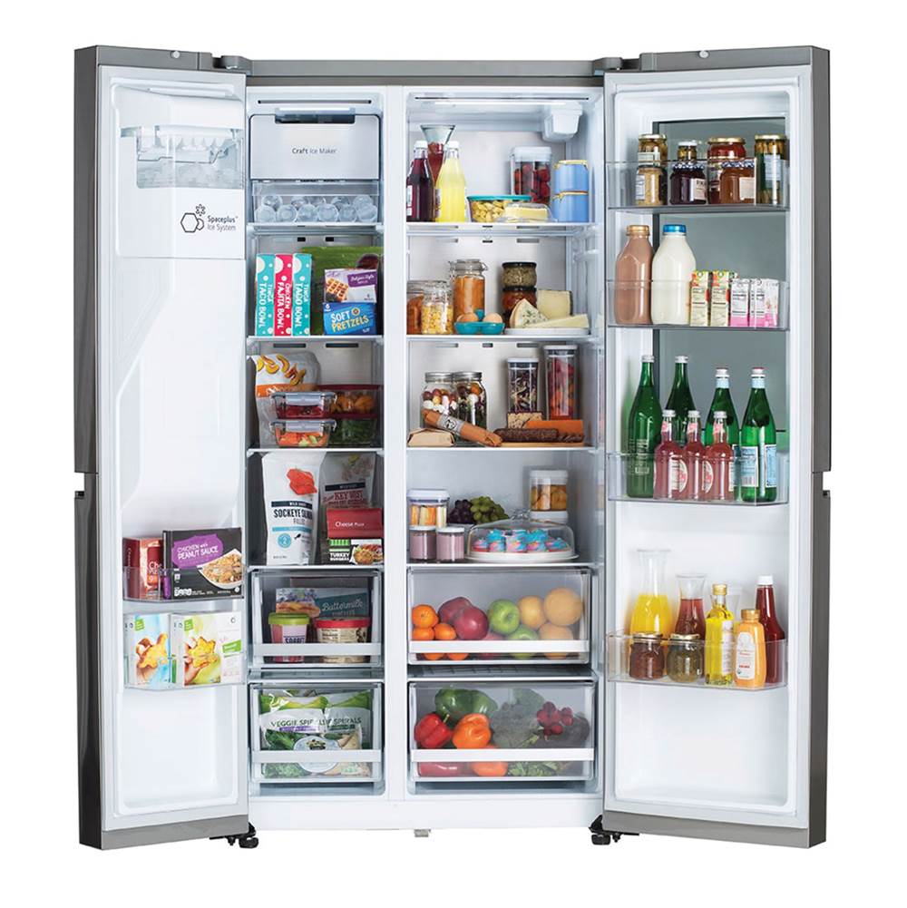 Side By Side Refrigerator, 27 cu-ft, InstaView Only, Dual Ice Maker with Craft Ice, PrintProof Black Stainless Steel
