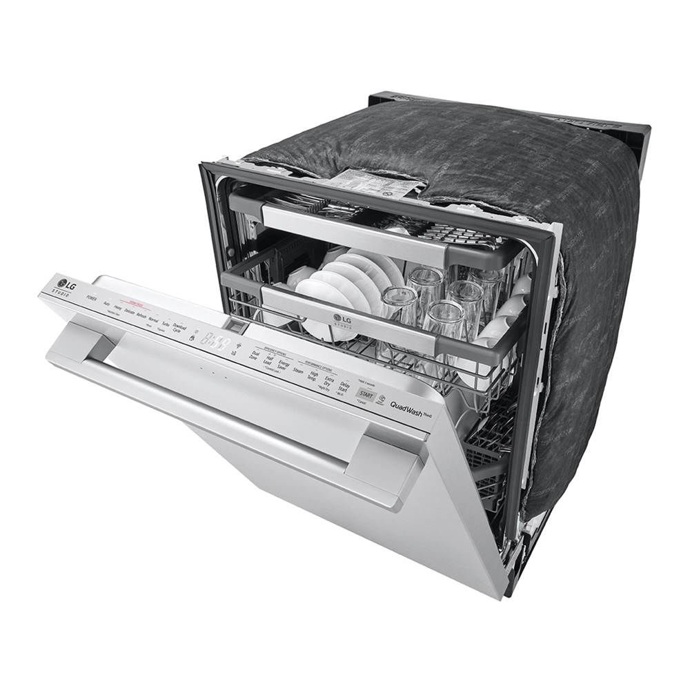 LG STUDIO Wi-Fi Dishwasher, 40 dB, TrueSteam, 3rd Rack, Glide Rail, Tub Light, Wheel Bearing (Lower), PrintProof Stainless Steel