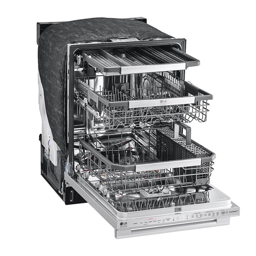 LG STUDIO Wi-Fi Dishwasher, 40 dB, TrueSteam, 3rd Rack, Glide Rail, Tub Light, Wheel Bearing (Lower), PrintProof Stainless Steel