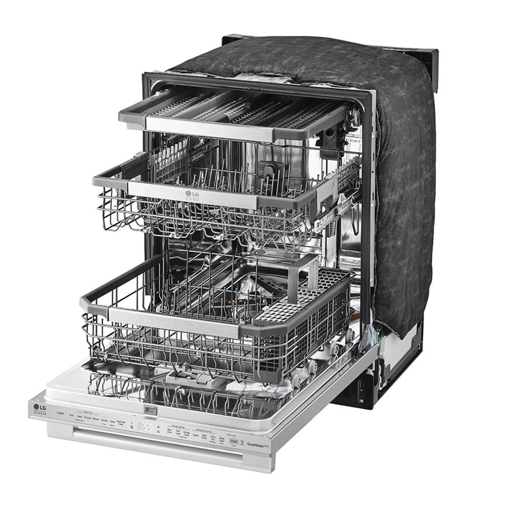LG STUDIO Wi-Fi Dishwasher, 40 dB, TrueSteam, 3rd Rack, Glide Rail, Tub Light, Wheel Bearing (Lower), PrintProof Stainless Steel