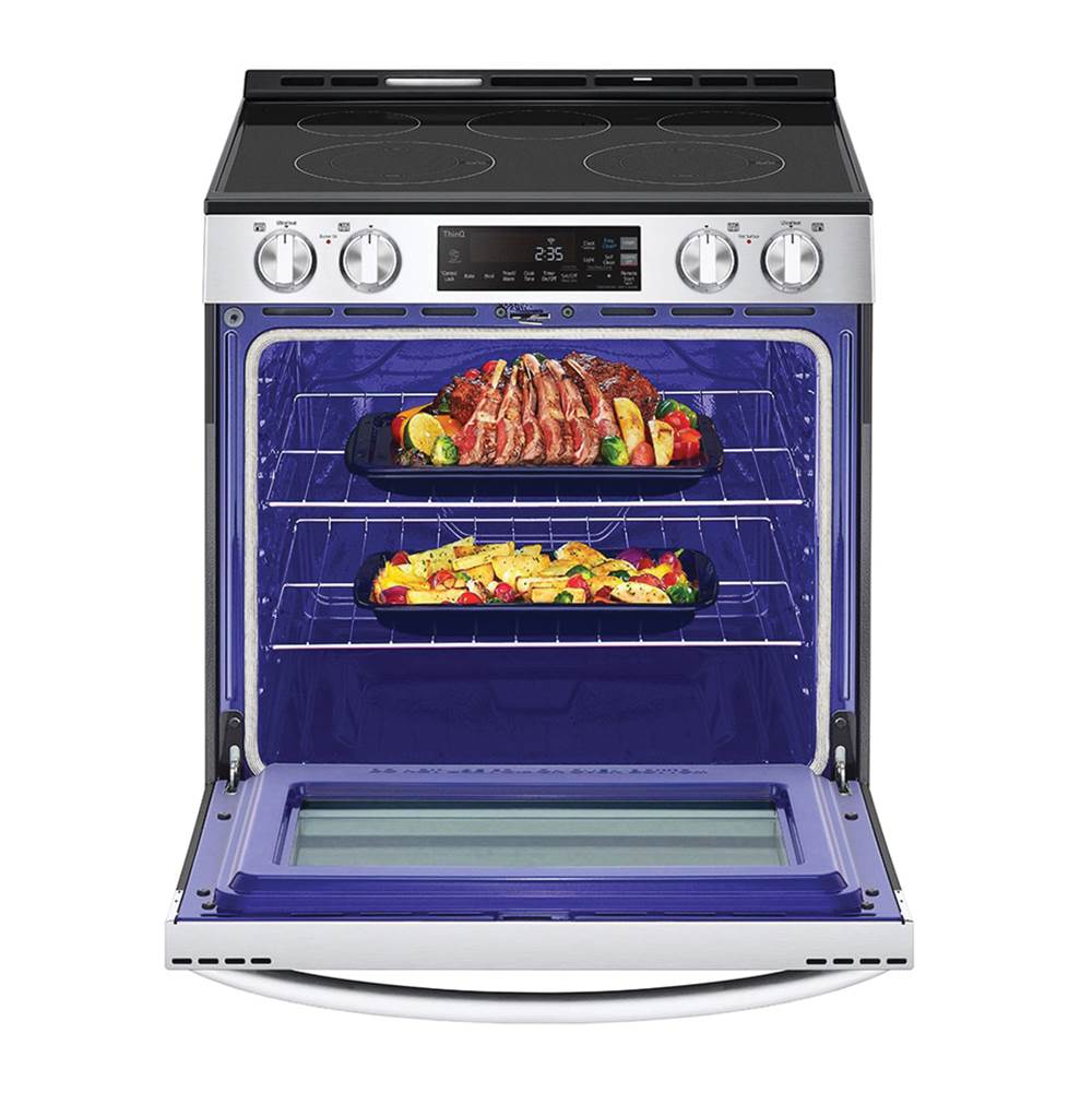 Electric Single Oven Slide-in Range, 6.3 cu-ft, EasyClean plus Self Clean, ThinQ, Printproof Stainless Steel