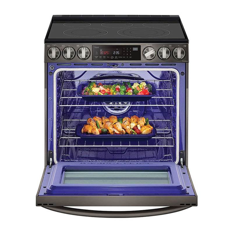 ADA Compliant, 6.3 cu.ft. Electric Single Oven Slide-in Range, Instaview, Air Fry, ProBake Convection, Printproof Black Stainless Steel