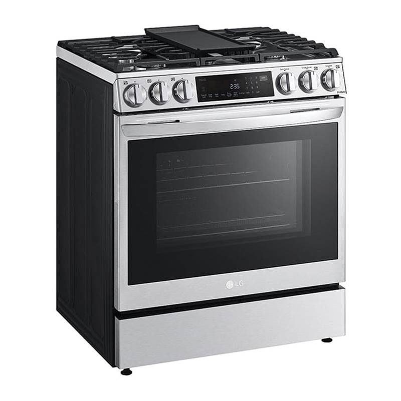 6.3 cu.ft. Gas Single Oven Slide-in Range, Instaview, Air Fry, ProBake Convection, EasyClean plus Self Clean, ThinQ, Printproof Stainless Steel