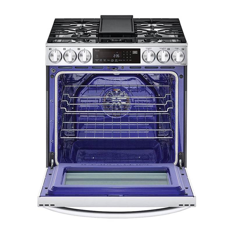 6.3 cu.ft. Gas Single Oven Slide-in Range, Instaview, Air Fry, ProBake Convection, EasyClean plus Self Clean, ThinQ, Printproof Stainless Steel