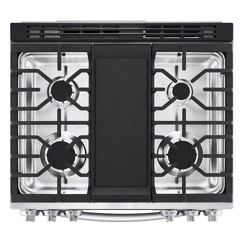 6.3 cu.ft. Gas Single Oven Slide-in Range, Instaview, Air Fry, ProBake Convection, EasyClean plus Self Clean, ThinQ, Printproof Stainless Steel