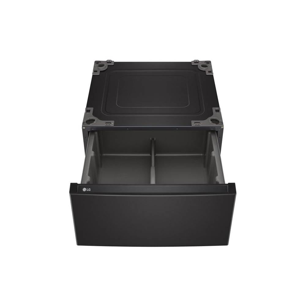 Tall Pedestal with Drawer, Black Steel