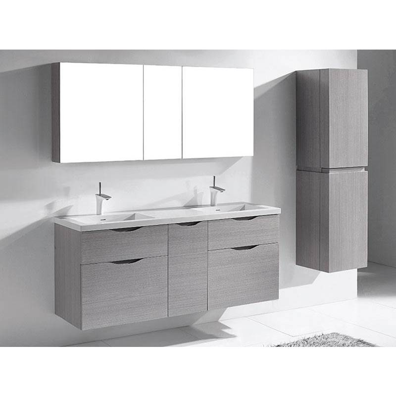 Madeli - Madeli Bolano 60D'' Wall hung Vanity Cabinet Ash Grey Finish - Ash Grey
