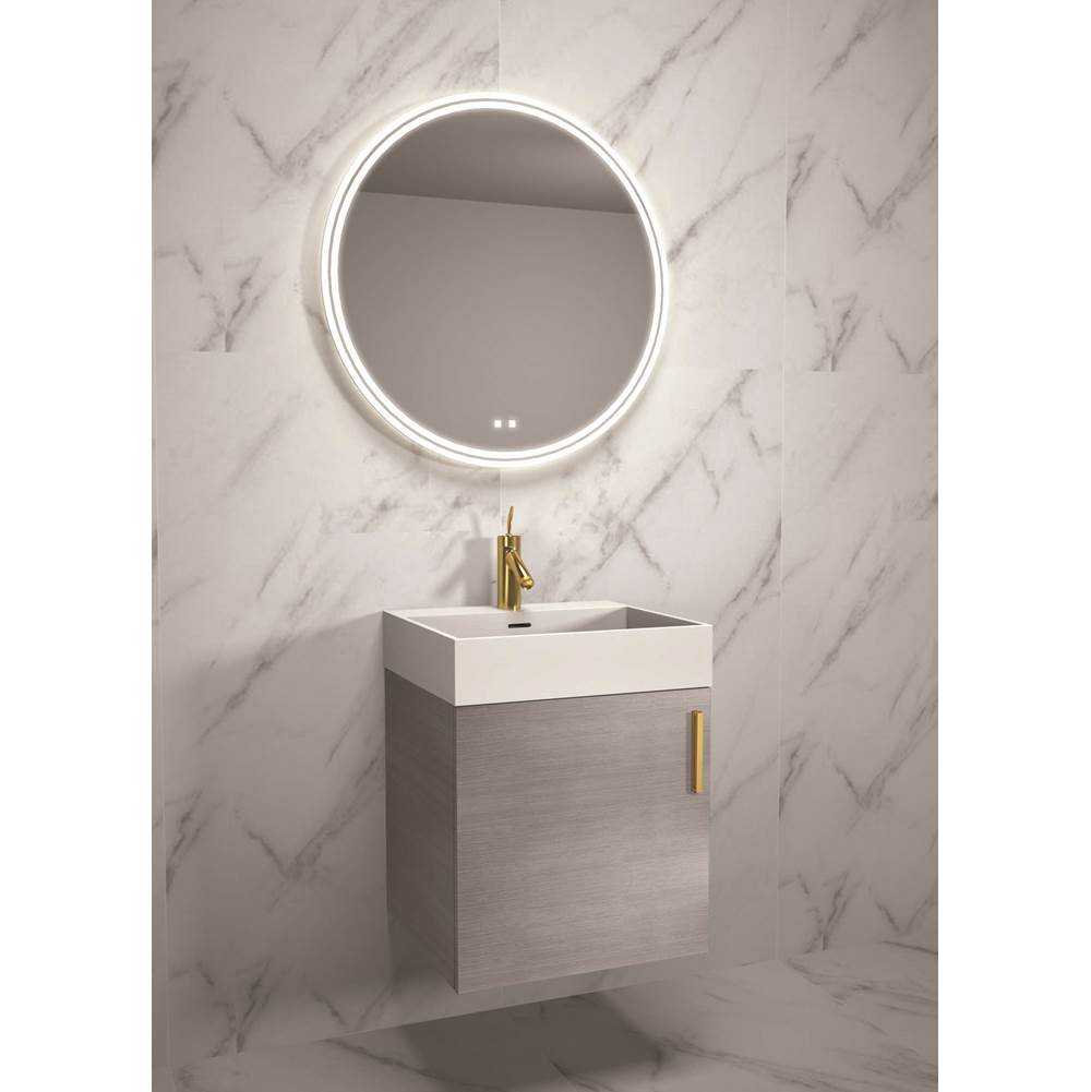 Madeli - Madeli Compact 20'' Wall Hung Vanity Cabinet Ash Grey/HW: Polished Nickel(PN) - Ash Gray With Polished Nickel